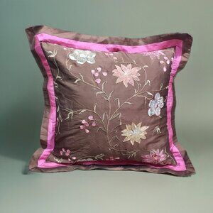 Pillow Cover Embroidered Throw 21Inch Square Shell Feather Rodeo Chain Stich